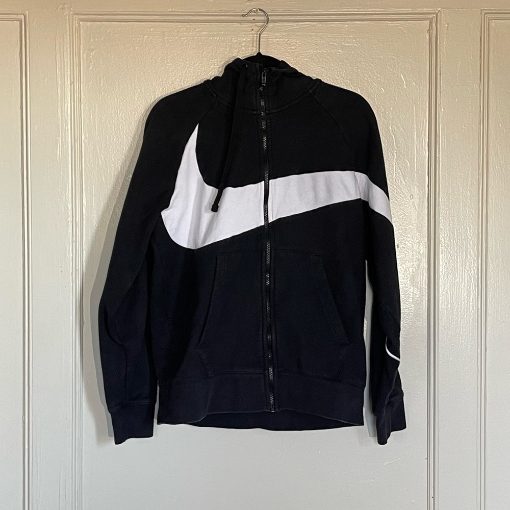 NIKE Full-zip Logo Hoodie (Black) - M